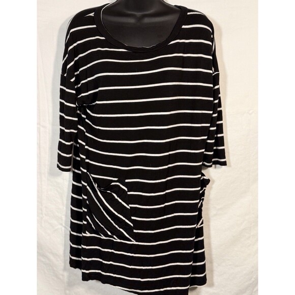 Emerald Size 2X Black And White Striped Tunic‎ Front Pockets - Picture 1 of 6